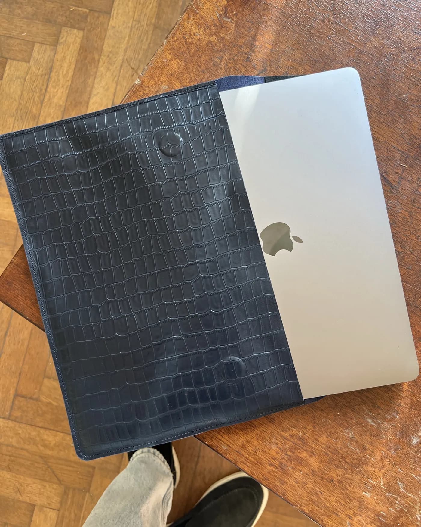 Croco Laptop Sleeve — Navy